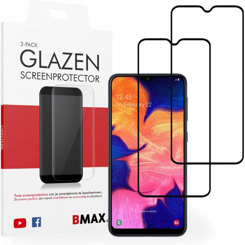 HomeLiving 2-pack BMAX Samsung Galaxy A10 Screenprotector Glass Full Cover 2.5D Black