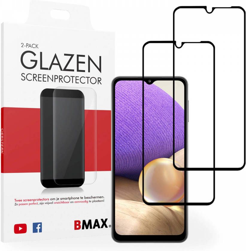 HomeLiving 2-pack BMAX Samsung Galaxy A32 Screenprotector Glass Full Cover 2.5D Black