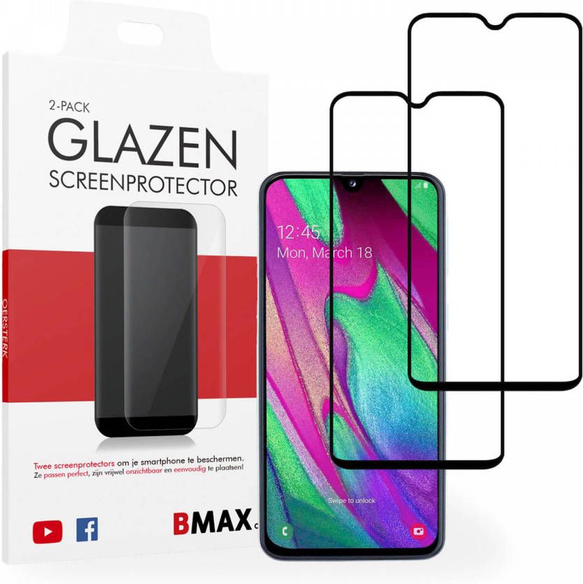 HomeLiving 2-pack BMAX Samsung Galaxy A40 Screenprotector Glass Full Cover 2.5D Black