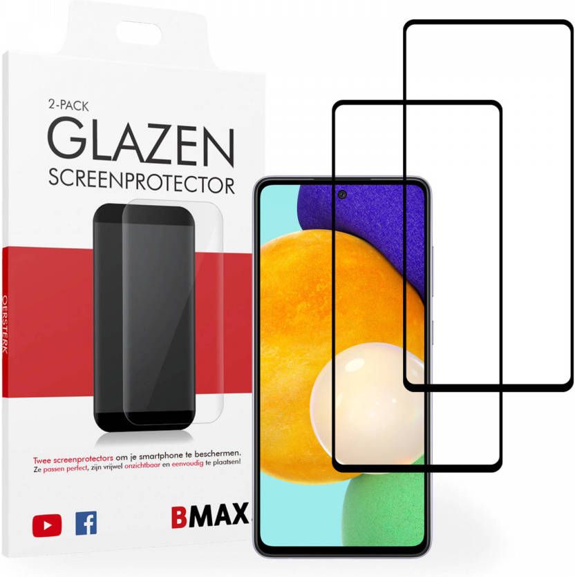 HomeLiving 2-pack BMAX Samsung Galaxy A52 Screenprotector Glass Full Cover 2.5D Black