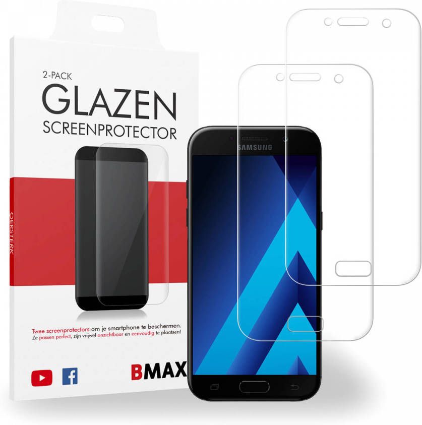 HomeLiving 2-pack BMAX Samsung Galaxy A7 2017 Screenprotector Glass Edge Glue 3D Full Cover Clear