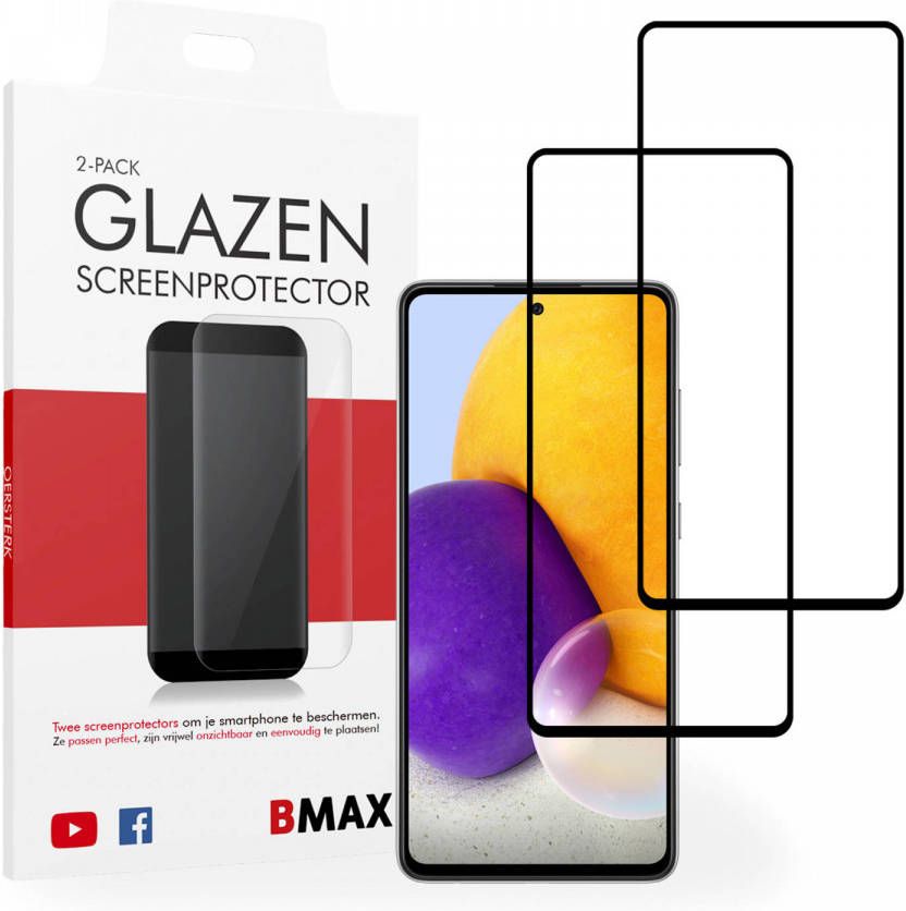 HomeLiving 2-pack BMAX Samsung Galaxy A72 Screenprotector Glass Full Cover 2.5D Black