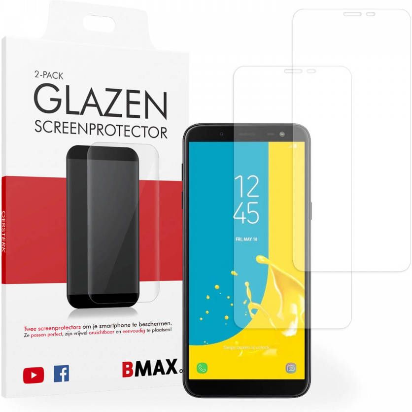 HomeLiving 2-pack BMAX Samsung Galaxy J6 Screenprotector Glass 2.5D