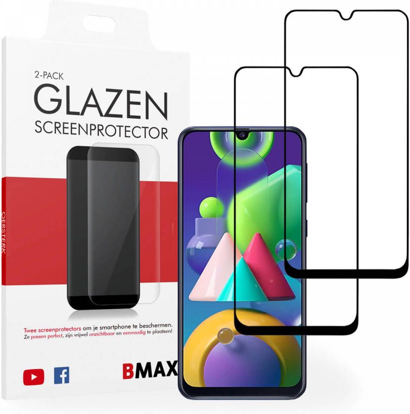 HomeLiving 2-pack BMAX Samsung Galaxy M21 Screenprotector Glass Full Cover 2.5D Black