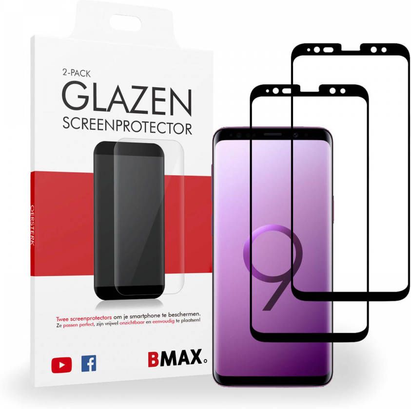 HomeLiving 2-pack BMAX Samsung Galaxy S9 Screenprotector Glass Full Cover 3D Black