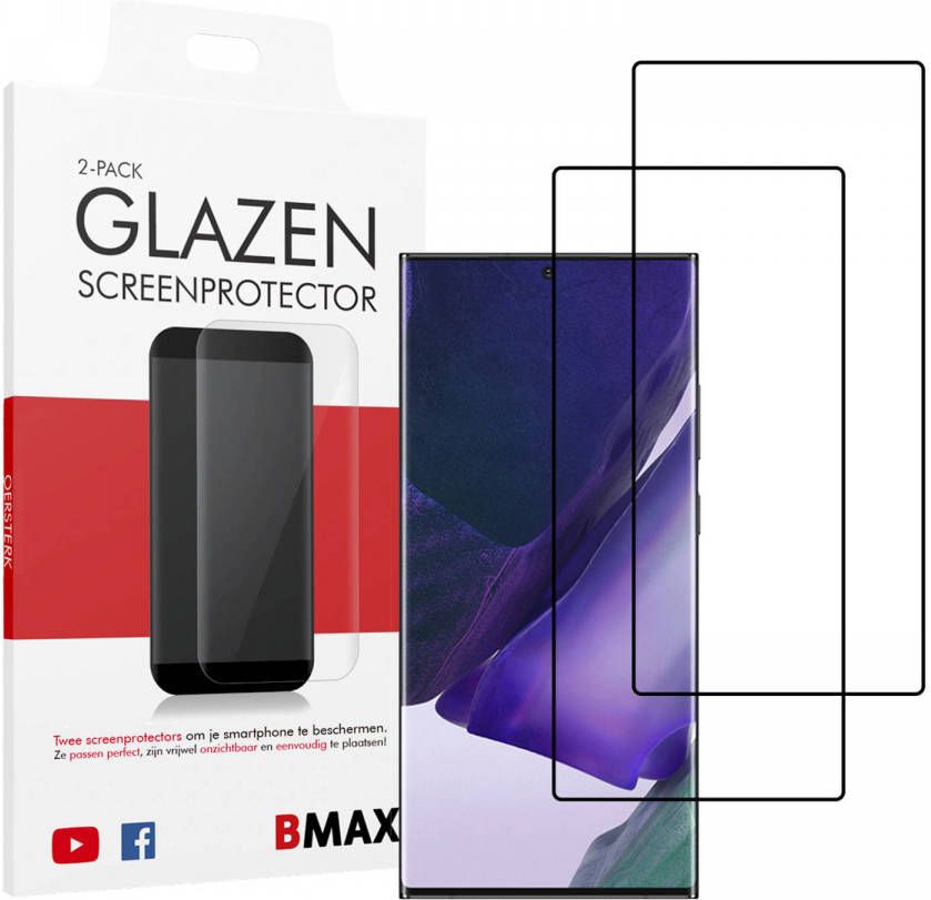 HomeLiving 2-pack BMAX Samsung Note 20 ultra Screenprotector Glass Full Cover 5D Black