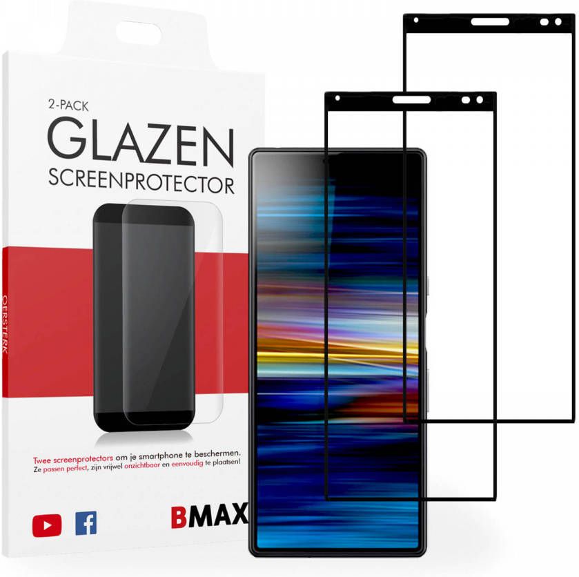 HomeLiving 2-pack BMAX Sony Xperia 10 Plus Screenprotector Glass Full Cover 2.5D Black