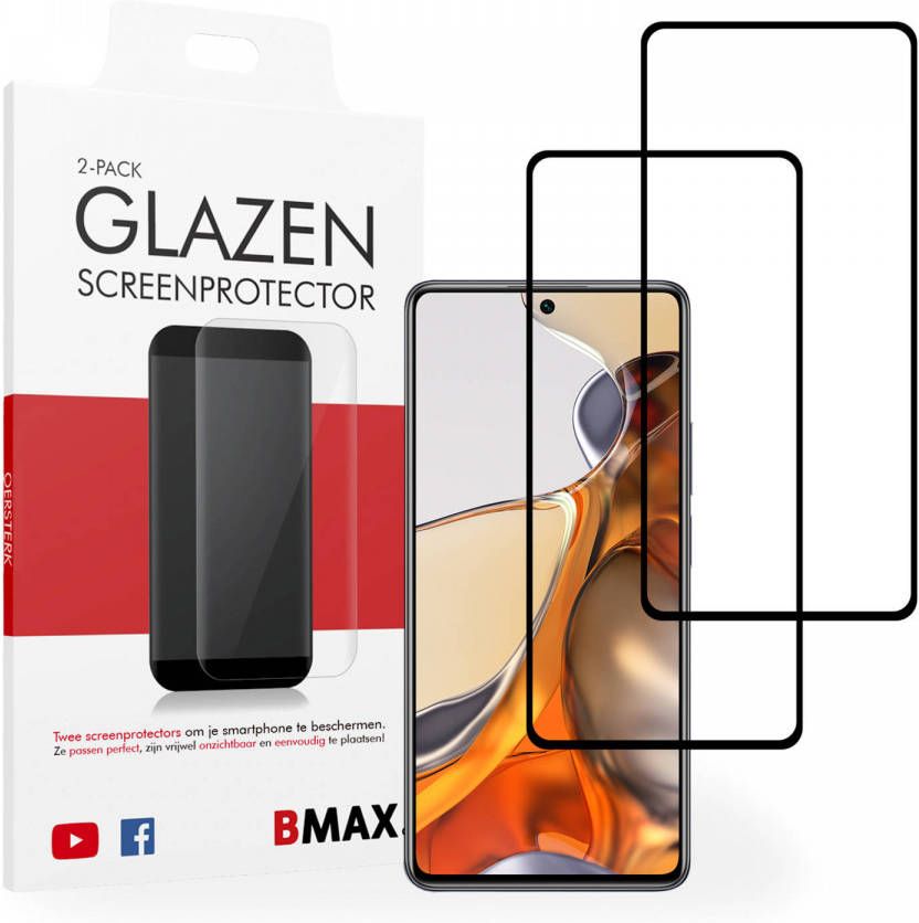 HomeLiving 2-pack BMAX Xiaomi 11T Pro Screenprotector Glass Full Cover 2.5D Black