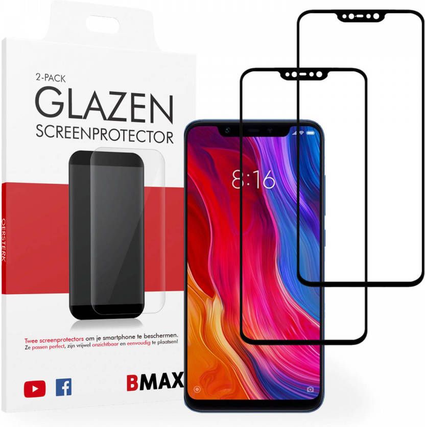 HomeLiving 2-pack BMAX Xiaomi 8 Screenprotector Glass Full Cover 2.5D Black