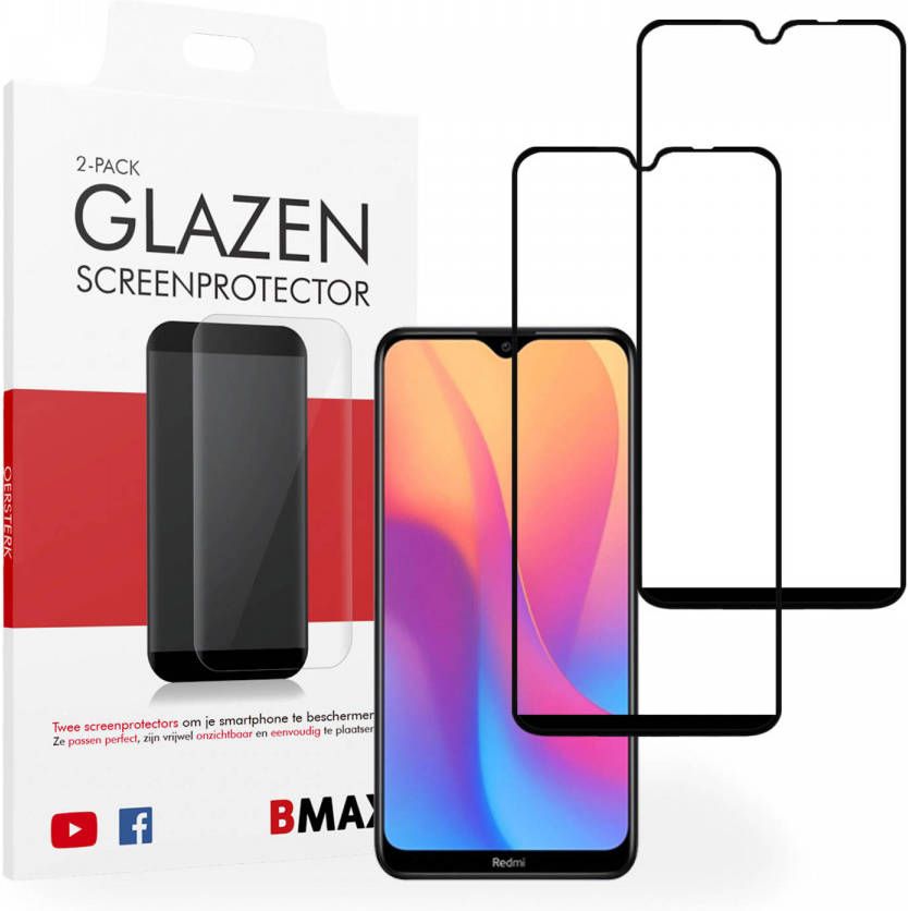 HomeLiving 2-pack BMAX Xiaomi Redmi 8A Screenprotector Glass Full Cover 2.5D Black