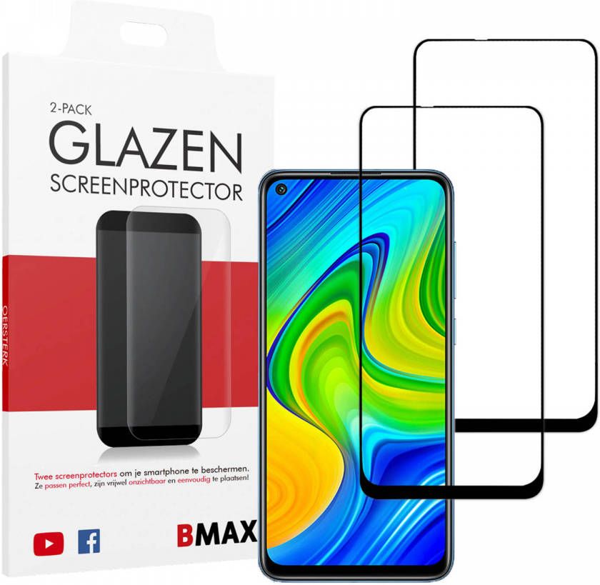 HomeLiving 2-pack BMAX Xiaomi Redmi Note 9 Screenprotector Glass Full Cover 2.5D Black