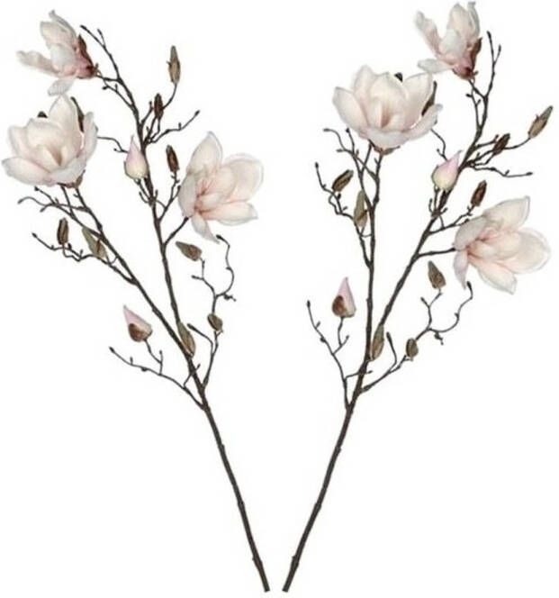 Shoppartners 2x Licht roze Magnolia beverboom kunsttakken kunstplanten 88 cm Kunstplanten kunsttakken Kunstbloemen boeketten