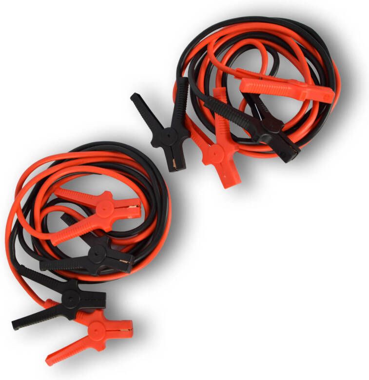 Merkloos 2 x Startkable Accu startkabel auto Accukabels rood Zwart Ampere: 300 Kabel Lengte: 3.5m