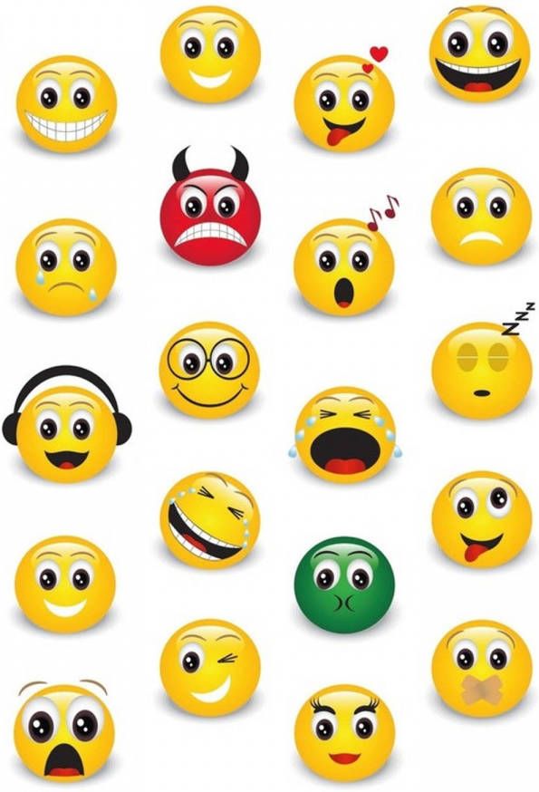 Merkloos 20x Smiley emoticons stickers met 3D effect met zacht kunststof Stickers