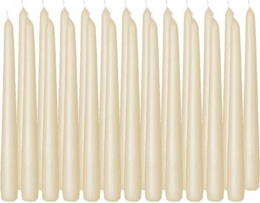 Trend Candles 24x Cremewitte dinerkaarsen 25 cm 8 branduren Geurloze kaarsen Tafelkaarsen kandelaarkaarsen