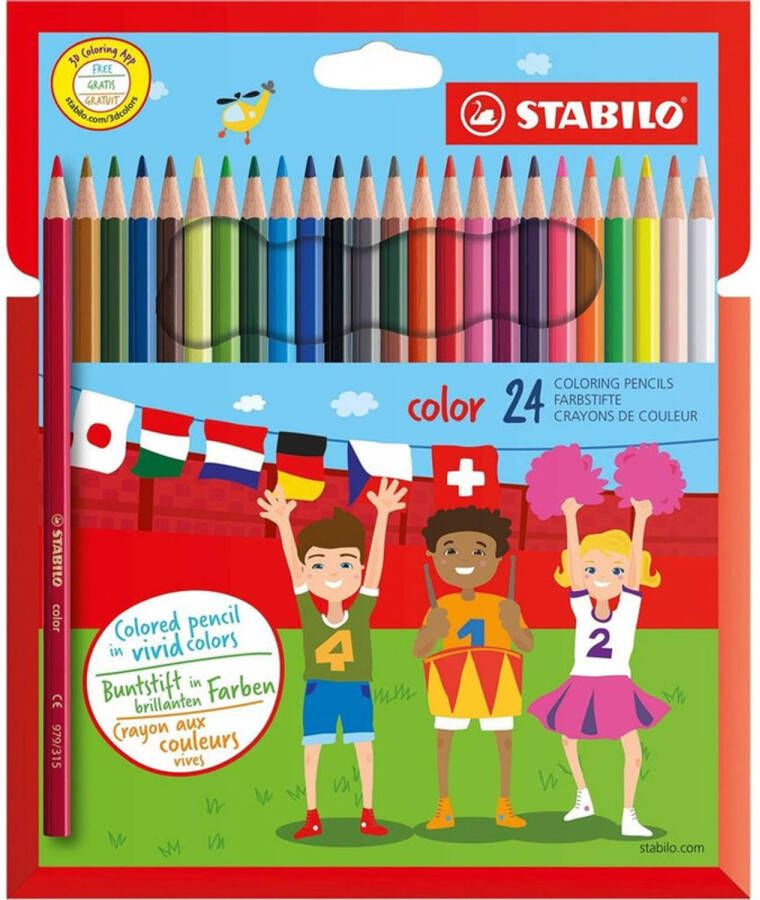 Merkloos 24x Stabilo kleurpotloden voor kinderen Teken hobby knutselmateriaal Tekenen kleuren met potlood