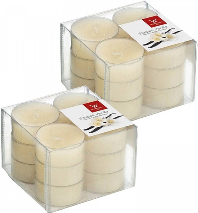 Trend Candles 24x Geurtheelichtjes vanille cremewit 4 branduren Geurkaarsen vanillegeur Waxinelichtjes