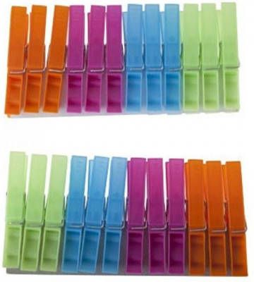 Merkloos 24x Wasgoedknijpers wasknijpers in verschillende kleuren Knijpers