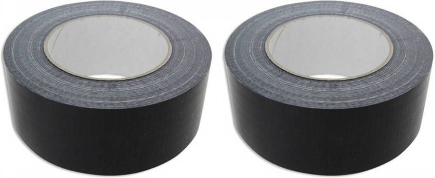 Merkloos Set van 2x Zwarte ducktape op rol 50mm x 50 meter Tape (klussen)