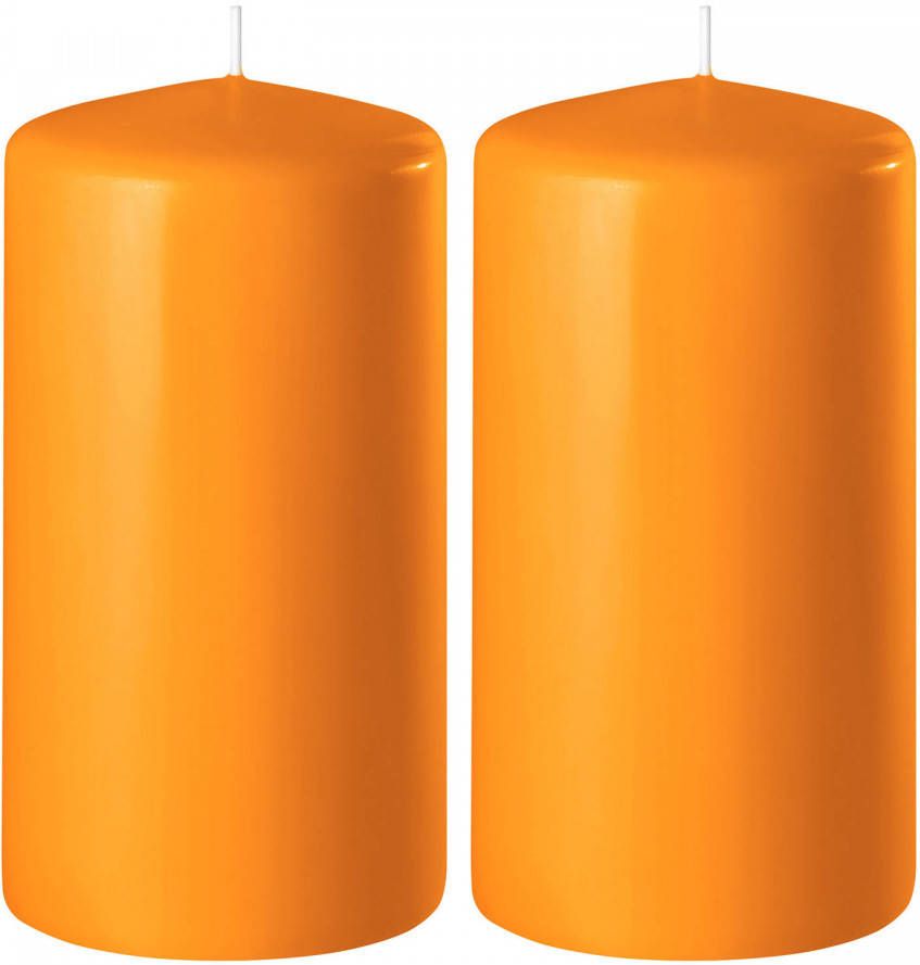 Enlightening Candles 2x Oranje cilinderkaarsen stompkaarsen 6 x 10 cm 36 branduren Geurloze kaarsen oranje Woondecoraties