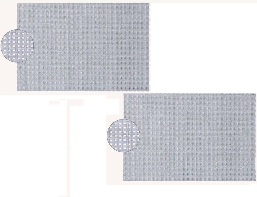 Merkloos 2x Rechthoekige placemats grijs lila paars kunststof 45 x 30 cm Placemats