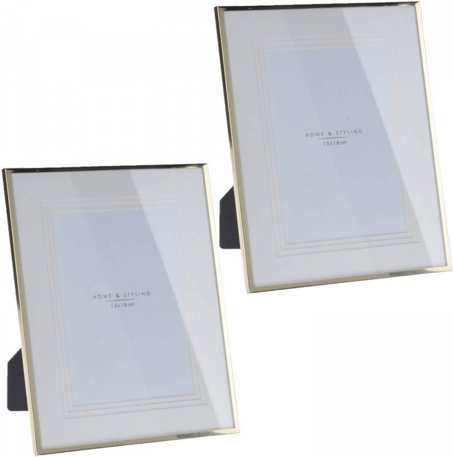 Home & Styling 2x stuks aluminium fotolijst goud geschikt voor een foto van 13 x 18 cm Fotolijsten