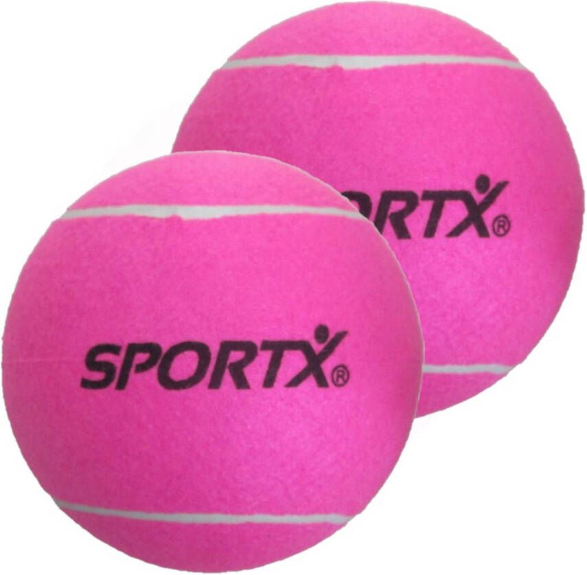 SportX 2x stuks grote roze tennisballen 22 cm Tennisballen