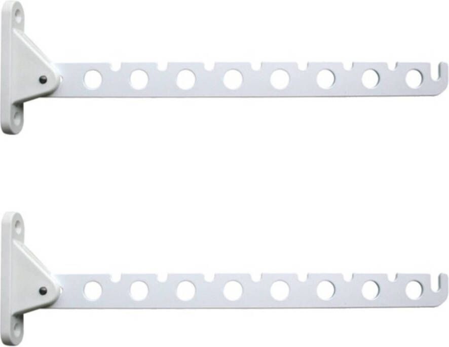 Merkloos 2x stuks Uitklapbare witte metalen kledinghaak van 30 cm Kledinghangers