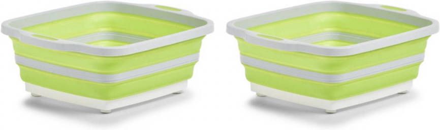 Zeller 2x Wit groene afwasteil afwasbakken inklapbaar 40 x 32 cm Afwasbak