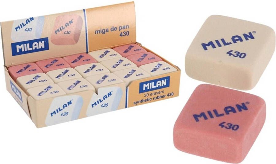 Merkloos 30 gummen Het klassieke MILAN-Rubber Gum Zachte Gum Gummen Knutselen 2 8 x 2 8 x 3 cm Wit Roze