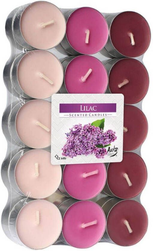 Merkloos Sans marque 30x stuks Waxinelichtjes theelichten lilac geurkaarsen 4 branduren Woon accessoires kaarsen