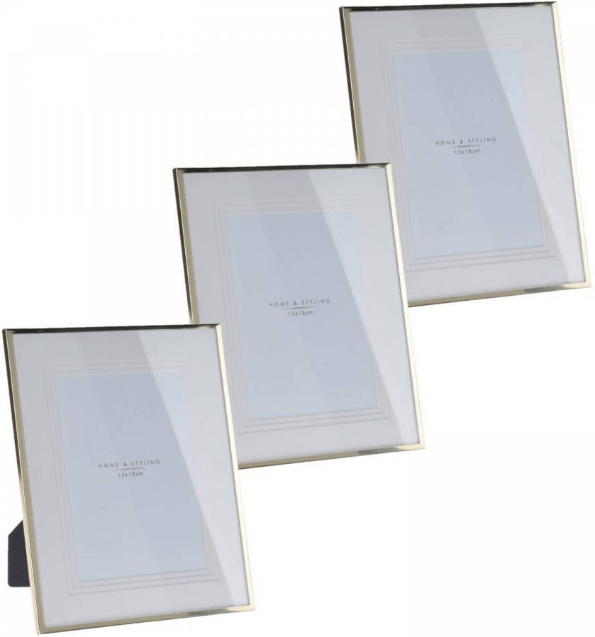Home & Styling 3x stuks aluminium fotolijst goud geschikt voor een foto van 13 x 18 cm Fotolijsten