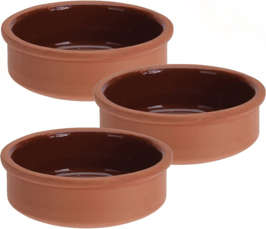 Merkloos 3x Tapas serveerschaaltjes 500 ml terracotta 12 cm Snack en tapasschalen