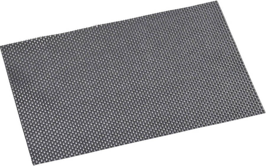 Merkloos 4x Rechthoekige onderleggers placemats voor borden zilver geweven print 29 x 43 cm Placemats