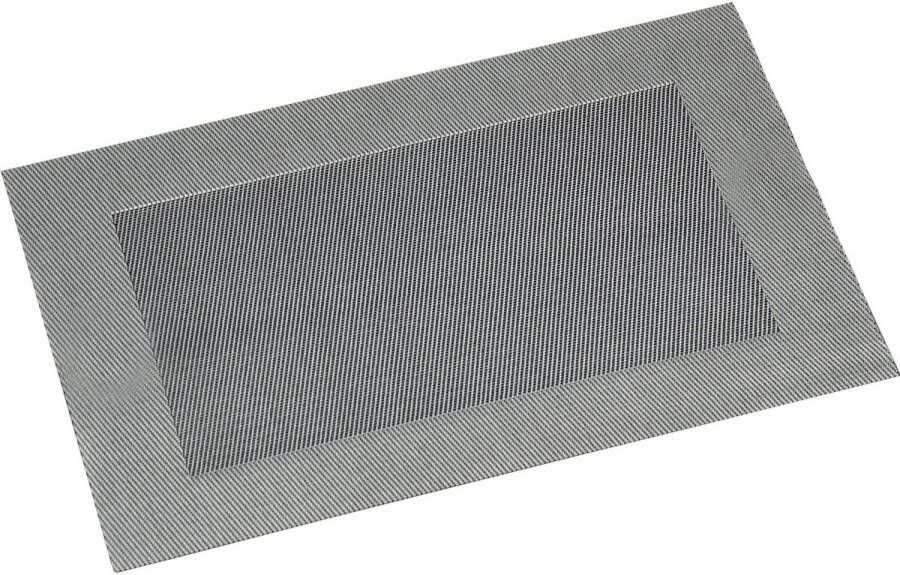 Merkloos 4x Rechthoekige onderleggers placemats voor borden zilver geweven print met rand 29 x 43 cm Placemats