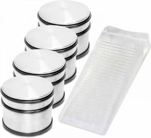 Merkloos 4x Ronde deurstopper 9 x 7.5 cm + gratis deurwig transparant Deurstoppers