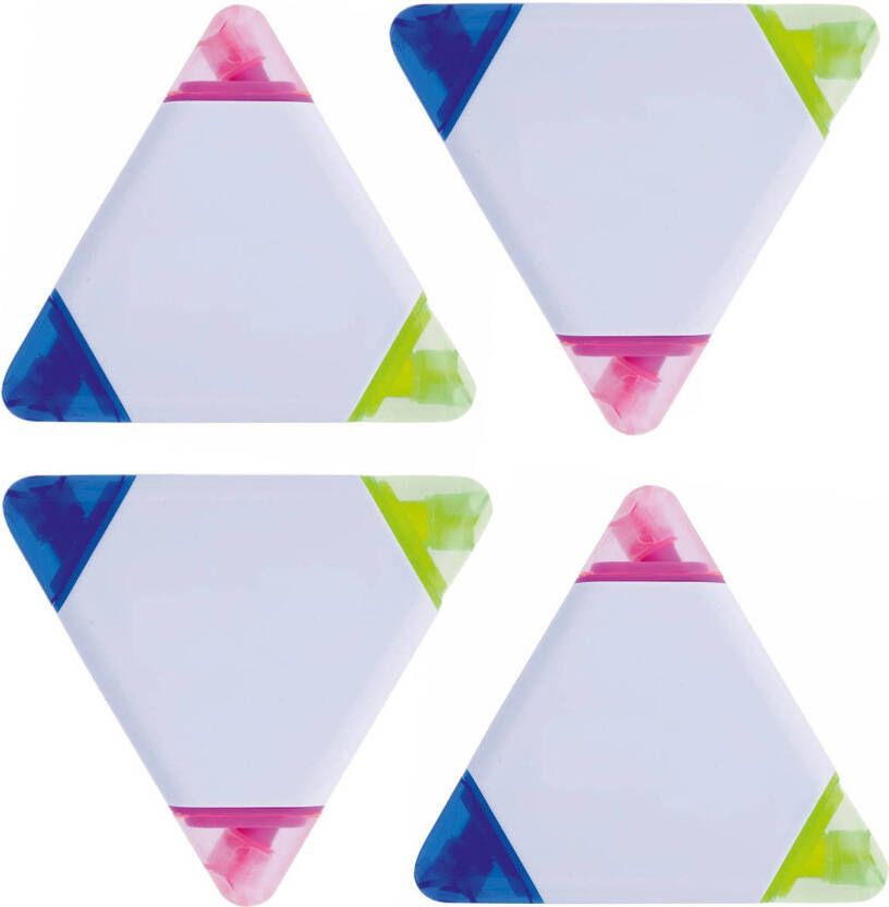 Merkloos 4x stuks driehoek highlighter markeerstiften 9 cm Markeerstiften