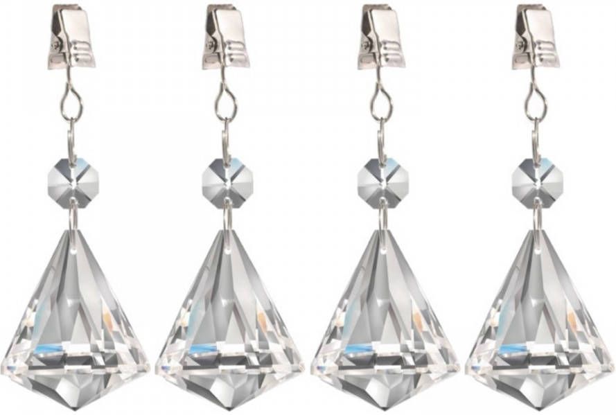 Shoppartners 4x stuks tafelkleedgewichtjes kristallen diamant glas Tafelkleedgewichten