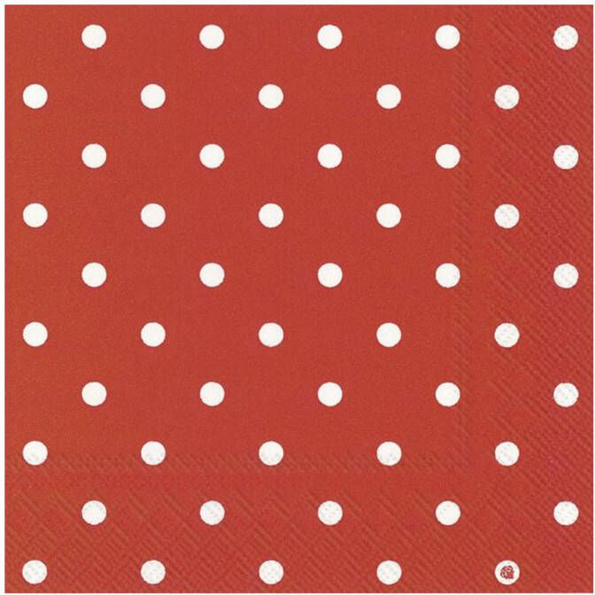 Merkloos 60x Polka Dot 3-laags servetten rood met witte stippen 33 x 33 cm Feestservetten