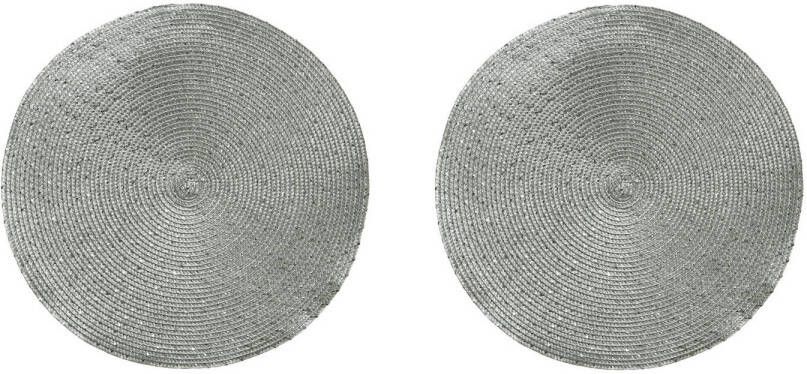 Merkloos 6x stuks ronde placemats zilver 38 cm van kunststof Placemats
