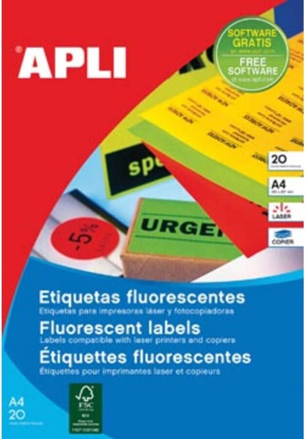 Merkloos Apli fluorescerente etiketten 64 x 33 9 mm (b x h) geel