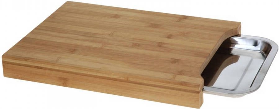 Merkloos Bamboe houten snijplank met opvangbakje 35 cm Snijplanken serveerplanken broodplanken van hout