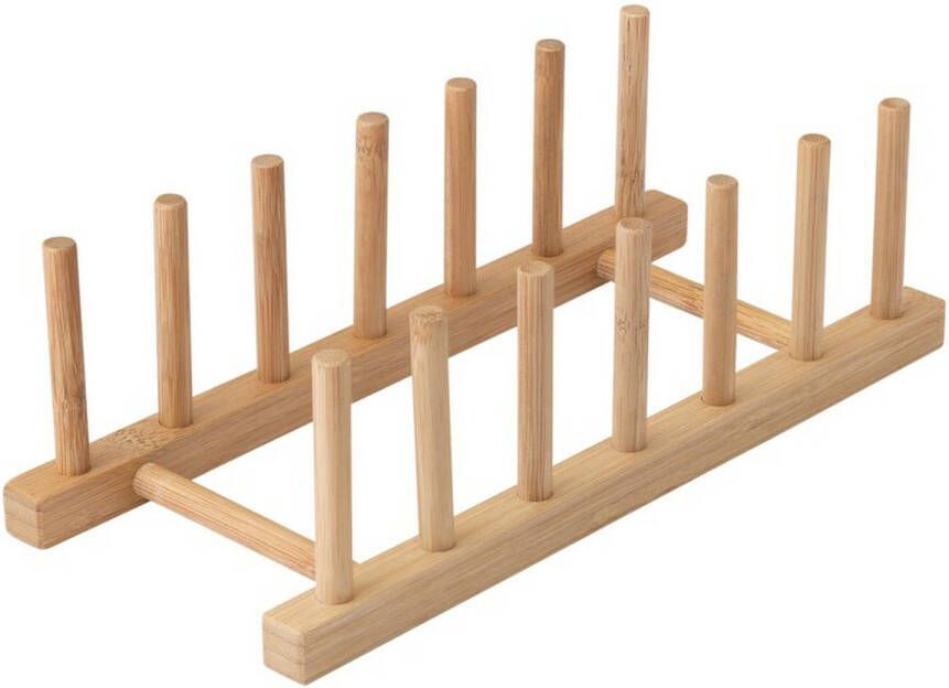 Merkloos Bamboo Bordenrek Standaard 27 x 12 x 8 cm