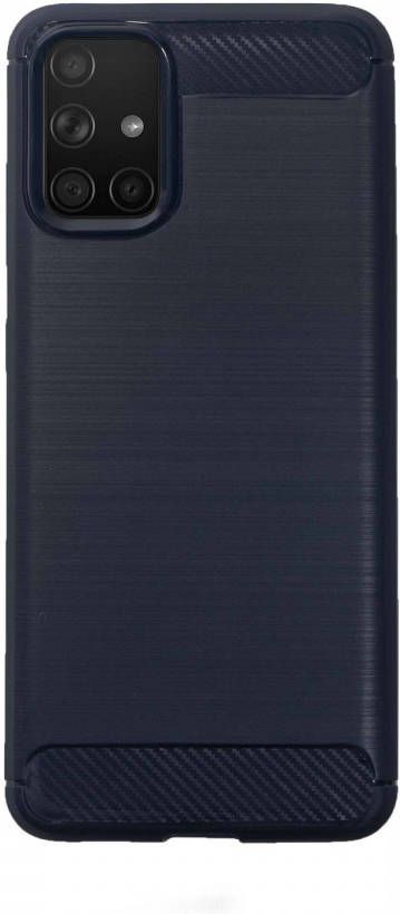 HomeLiving BMAX Carbon soft case hoesje voor Samsung Galaxy A71 Blue Blauw