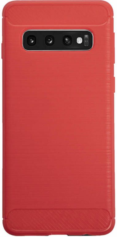 HomeLiving BMAX Carbon soft case hoesje voor Samsung Galaxy S10 Plus Red Rood