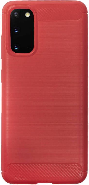 HomeLiving BMAX Carbon soft case hoesje voor Samsung Galaxy S20 Red Rood