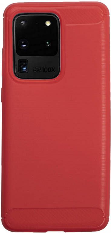 HomeLiving BMAX Carbon soft case hoesje voor Samsung Galaxy S20 Ultra Red Rood
