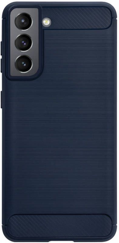 HomeLiving BMAX Carbon soft case hoesje voor Samsung Galaxy S21 Blue Blauw