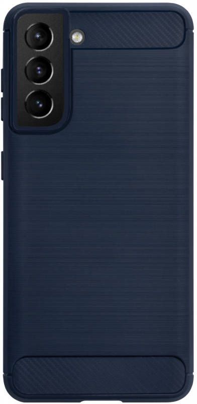 HomeLiving BMAX Carbon soft case hoesje voor Samsung Galaxy S21 Plus Blue Blauw