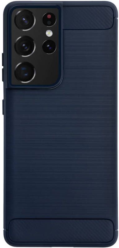 HomeLiving BMAX Carbon soft case hoesje voor Samsung Galaxy S21 Ultra Blauw